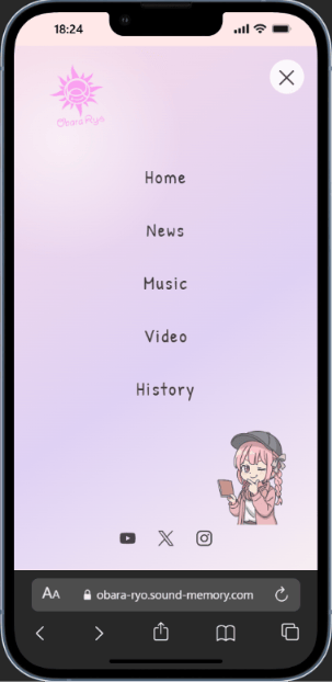 ObaraRyo Fan Siteのスマホ画面 3